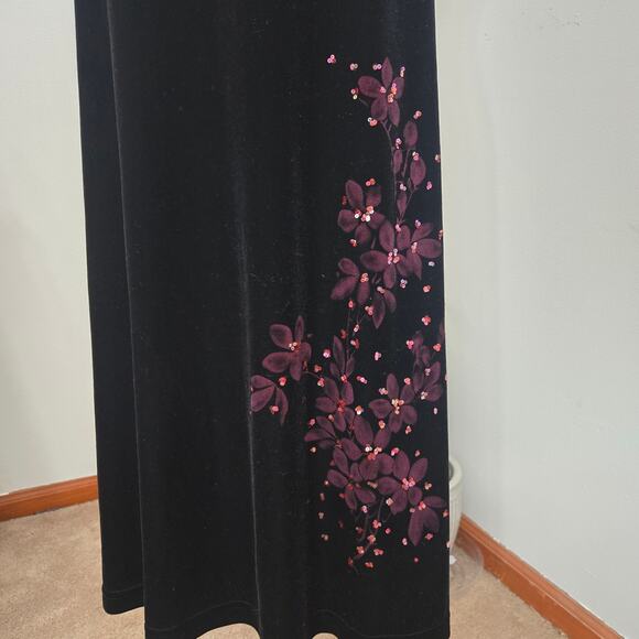 Vintage Studio Women 90s Y2K Dark Fairy Whimsigoth Velvet Floral Sequins Skirt L - Picture 3 of 11